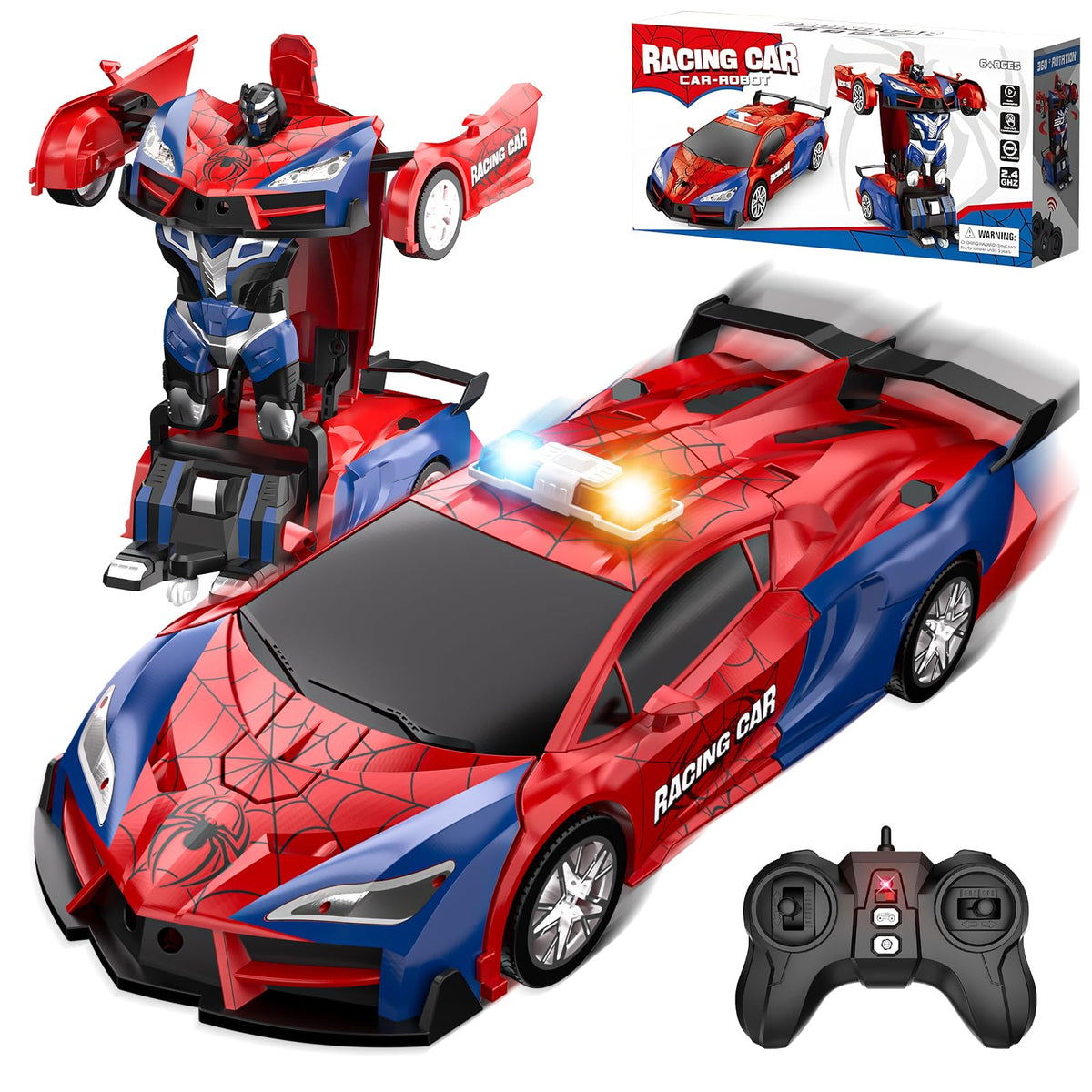 Remote-controlled Spider-transforming Toy Rechargeable Racing Car Model