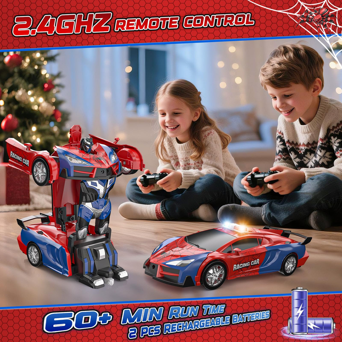 Remote-controlled Spider-transforming Toy Rechargeable Racing Car Model