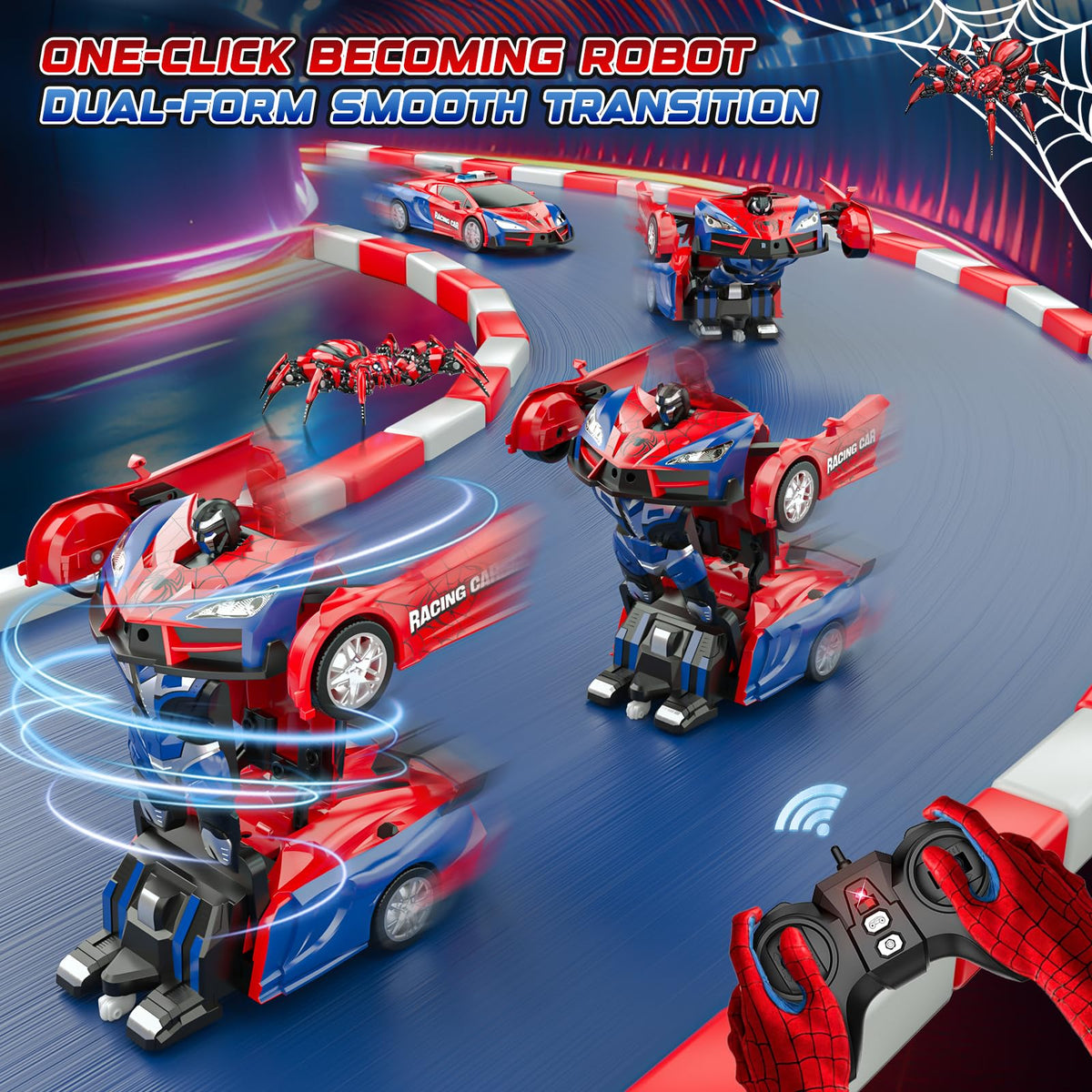 Remote-controlled Spider-transforming Toy Rechargeable Racing Car Model
